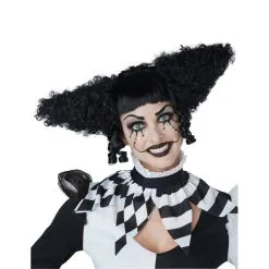 Perruque Noire De Clown Fou Pour Femme
