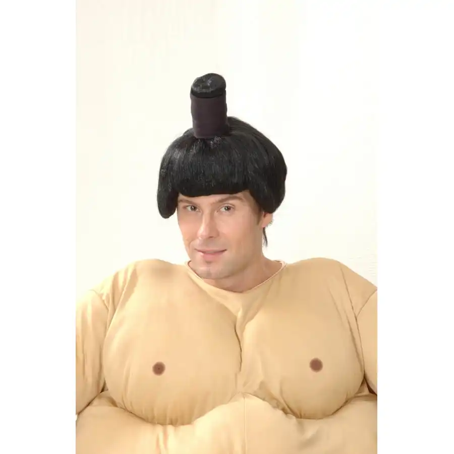 Perruque Noire De Sumo Avec Chignon – Image 3