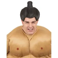 Perruque Noire De Sumo Avec Chignon