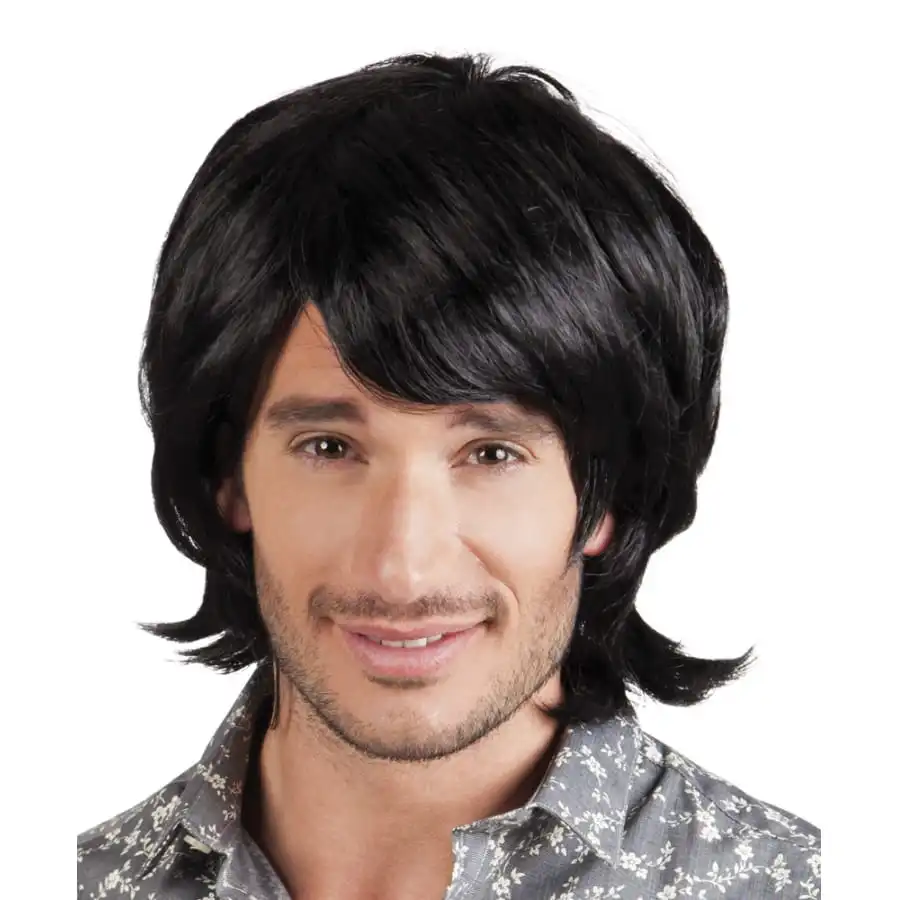 Perruque Noire Disco Pour Homme