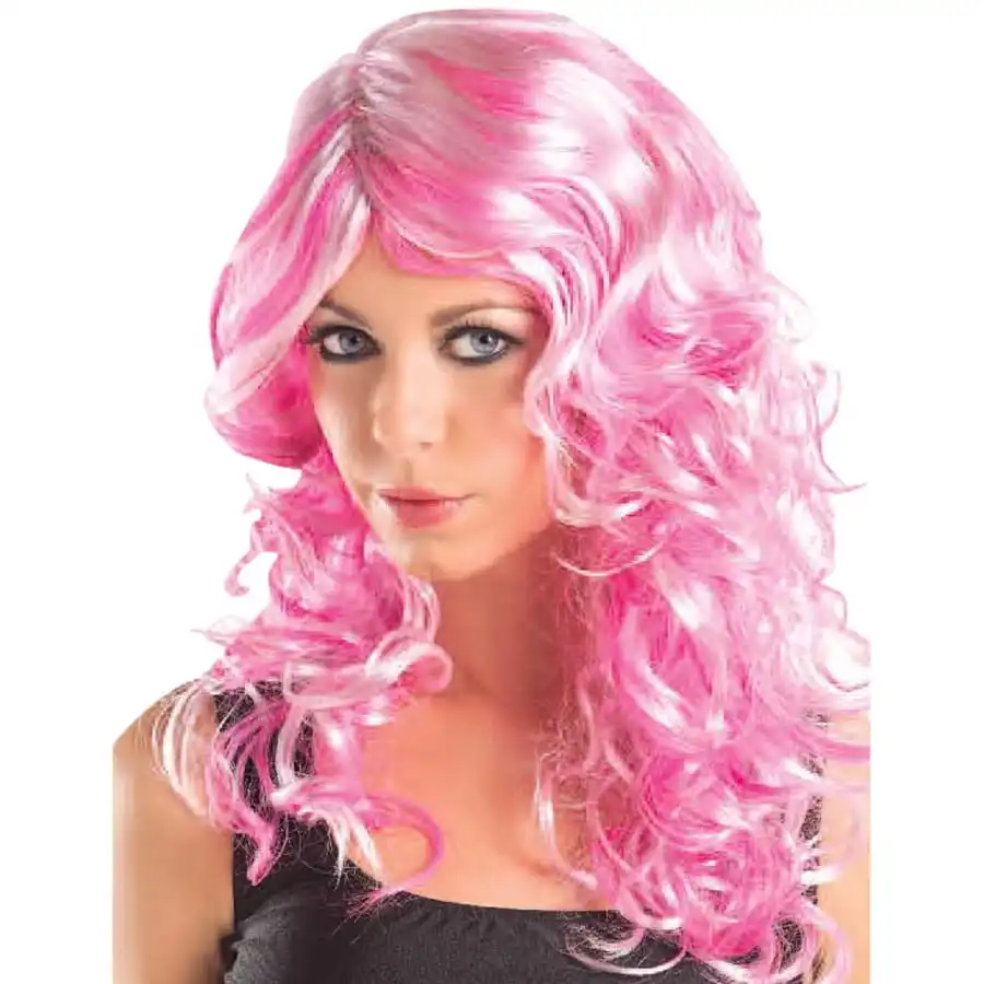 Perruque Rose Bouclée Mi-longue – Image 2