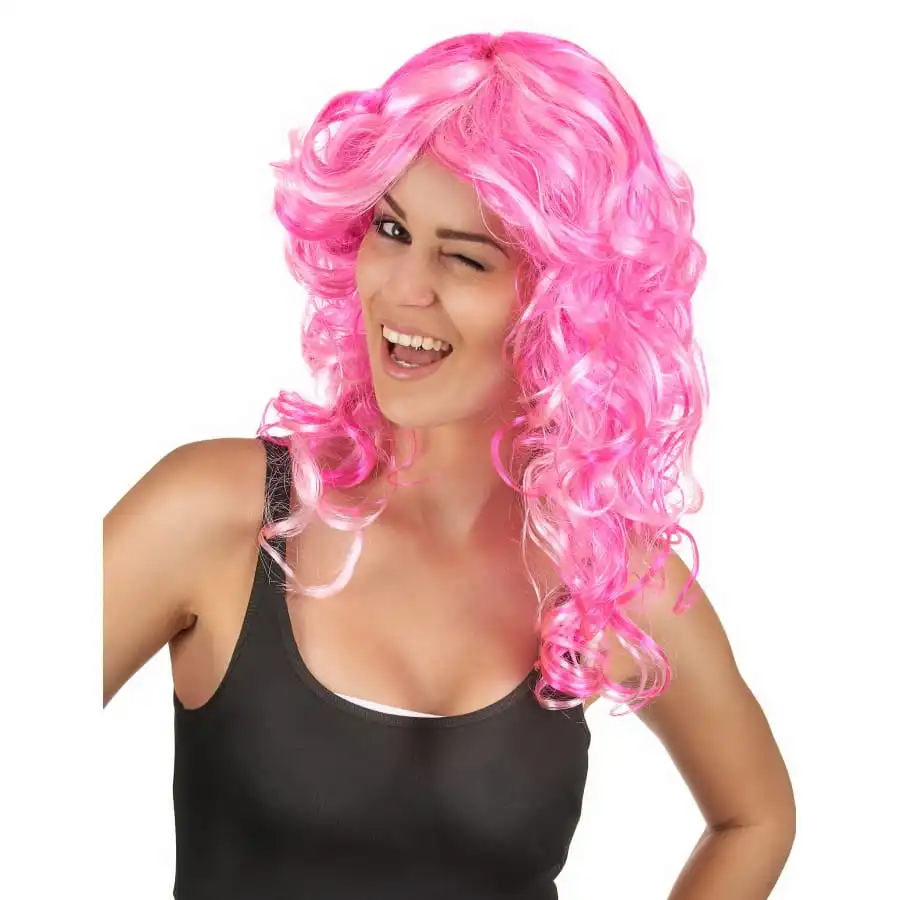 Perruque Rose Bouclée Mi-longue