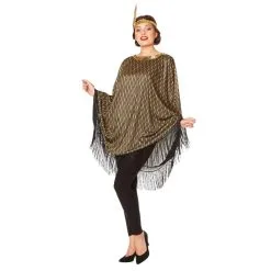 Poncho Charleston Doré Avec Bandeau