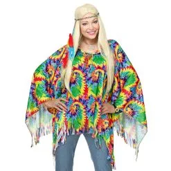 Poncho De Hippie Coloré Pour Adulte Avec Bandeau