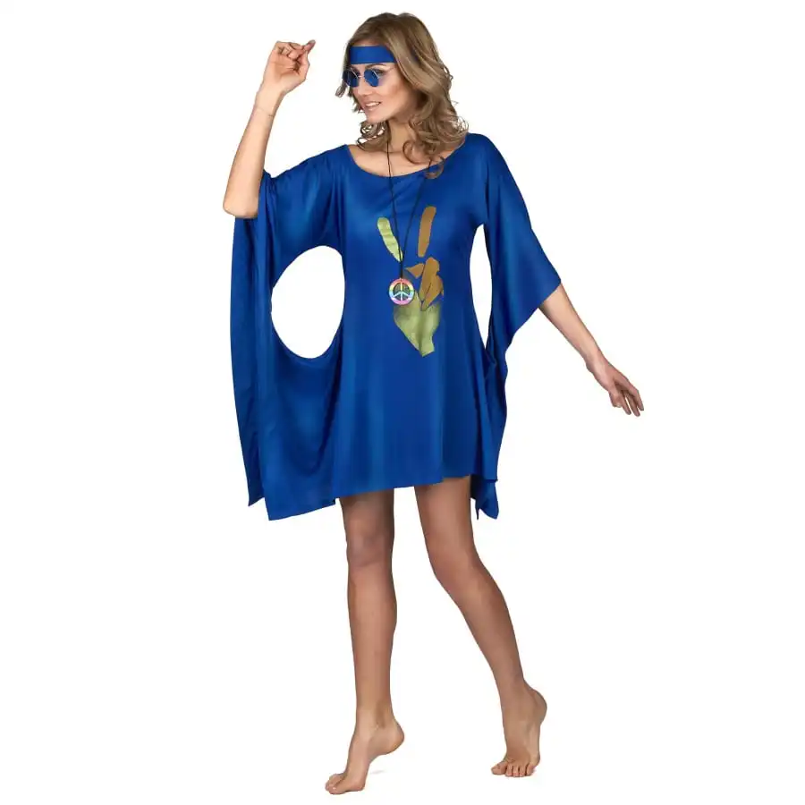 Robe Bleue De Hippie Manches évasées – Image 2