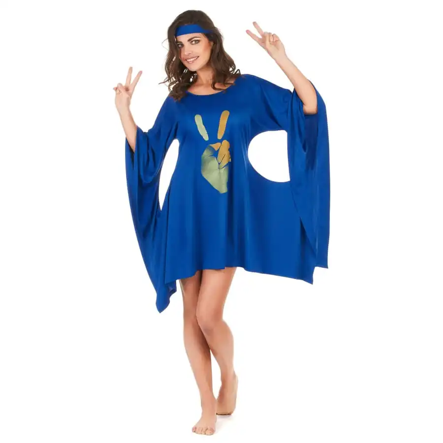Robe Bleue De Hippie Manches évasées – Image 5