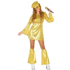 Robe Courte Disco Dorée Avec Jambières