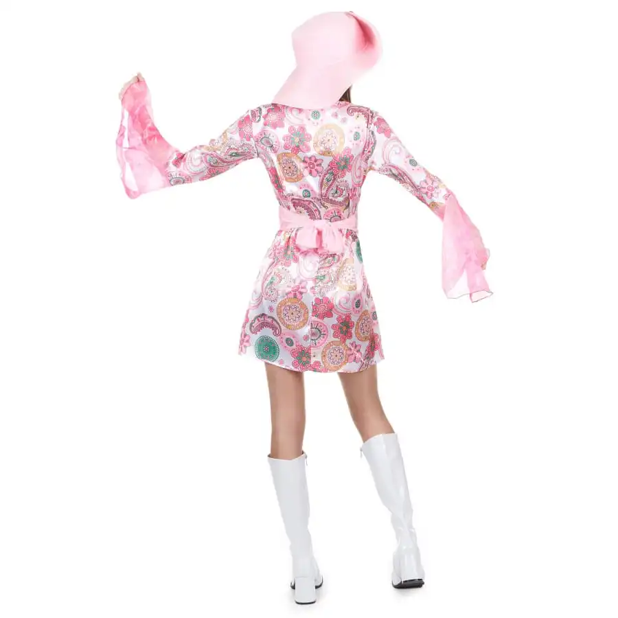 Robe Courte Hippie à Motifs Rose Avec Chapeau – Image 3