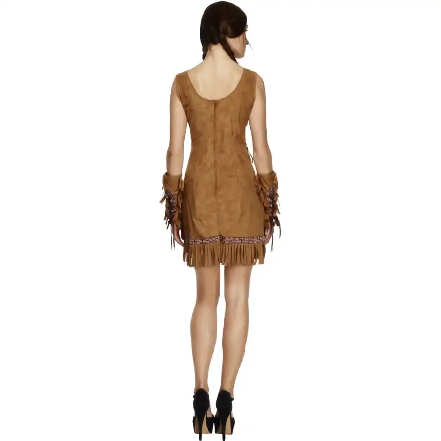 Robe Courte Marron Unie D'indienne Pour Femme – Image 2