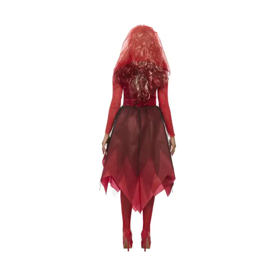 Robe De Mariée Vampire En Dentelle Rouge, Adulte – Image 3