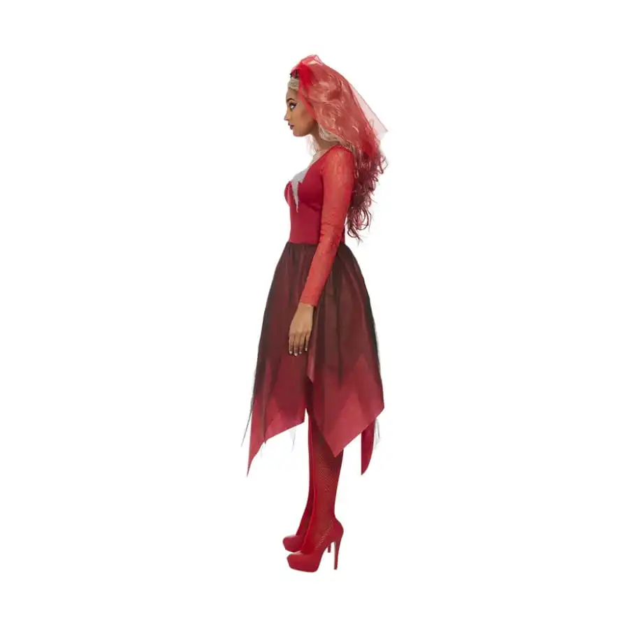 Robe De Mariée Vampire En Dentelle Rouge, Adulte – Image 4
