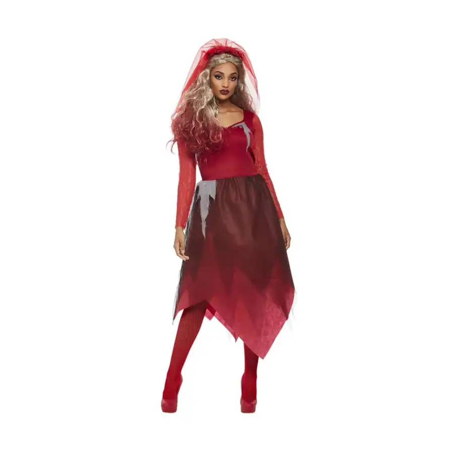 Robe De Mariée Vampire En Dentelle Rouge, Adulte