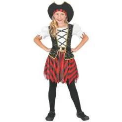 Robe De Petite Pirate à Rayures Noires Et Rouges