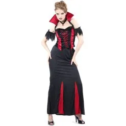 Robe De Vampiresse à Grand Col Rouge Pour Femme