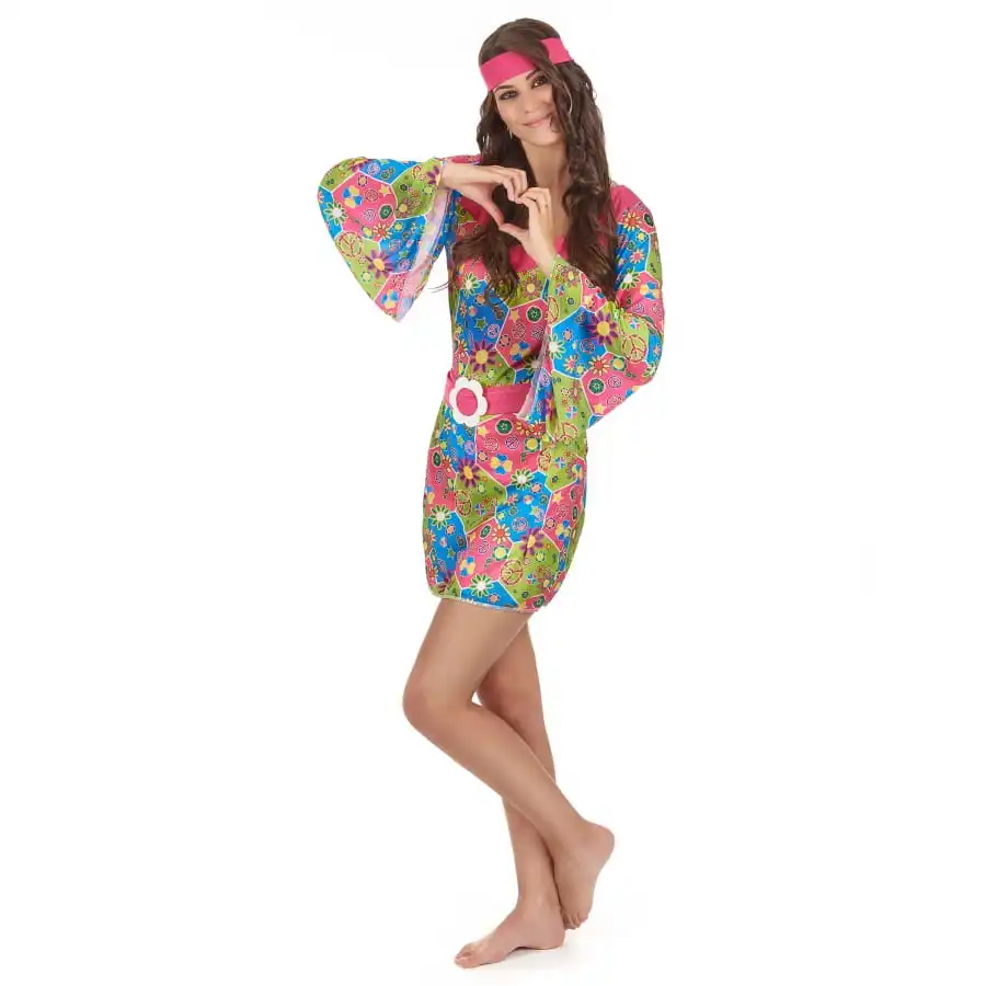 Robe Hippie Courte Imprimé Fleurs Manches évasées – Image 2
