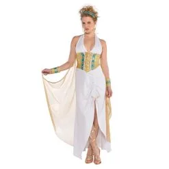 Robe Longue Blanche De Déesse Avec Corset Doré