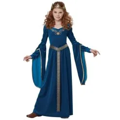 Robe Médiévale Bleue Effet Velours Pour Enfant