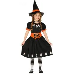 Robe Noire De Petite Sorcière Avec Crânes Rigolos