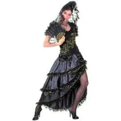 Robe Noire Et Dorée De Danseuse De Flamenco