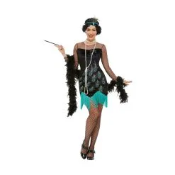 Robe Paon Années 20 Avec Franges Bleues