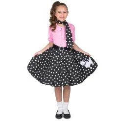 Robe Rock And Roll Noire à Pois Pour Enfant