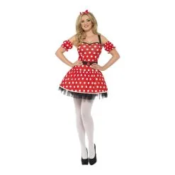 Robe Rouge Ă Pois Blanc De Femme Souris