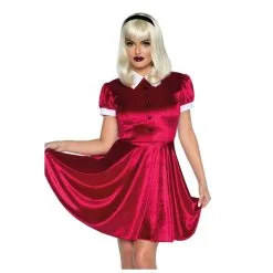 Robe Rouge Col Claudine Blanc Pour Femme