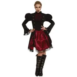 Robe Steampunk Noire Et Rouge Pour Femme