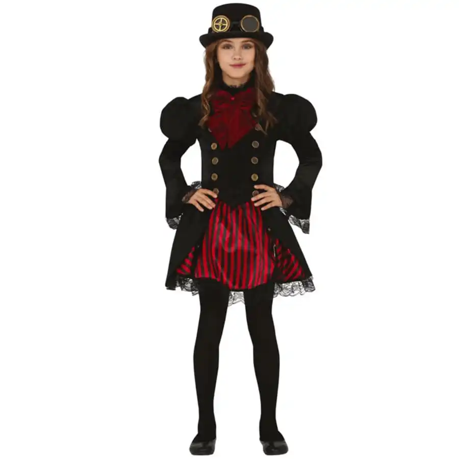 Robe Steampunk Rouge Et Noire Pour Fille