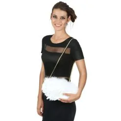 Sac à Main Recouvert De Plumes Blanches