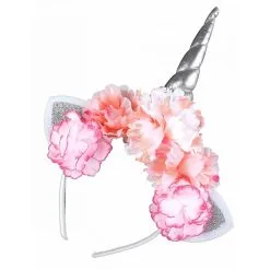 Serre Tête Licorne Et Pivoines Roses Pour Femme