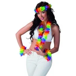 Set Collier Bracelets Couronne Hawaïen Multicolore