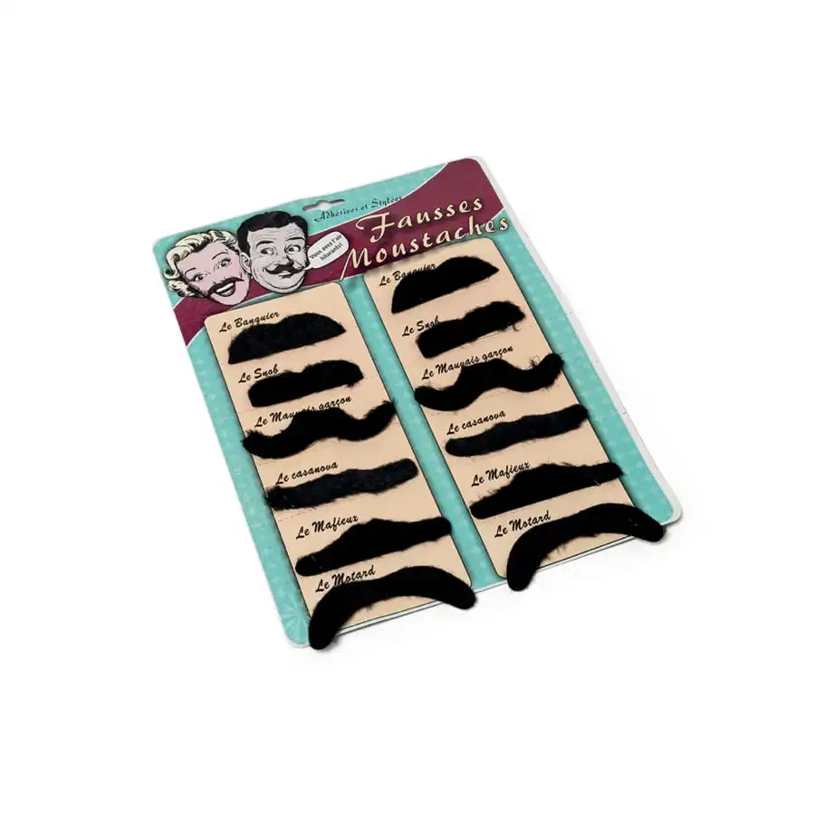 Set De 12 Moustaches Noires Adhésives – Image 2