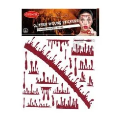 Stickers De Visage Sang Rouge Pailleté