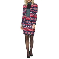 Tailleur Bleu Motifs De Noël Kitsch