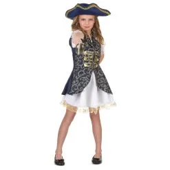 Tenue Bleue De Petite Pirate, Broderies Dorées