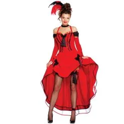 Tenue Danseuse Cancan Asymétrique Rouge Pour Femme