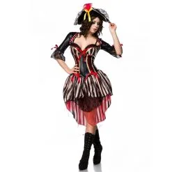 Tenue De Femme Pirate Rouge Avec Corset