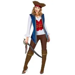 Tenue De Femme Pirate Velours Bleu