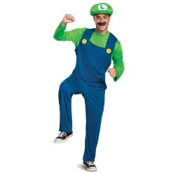 Tenue De Luigi Pour Homme, Avec Moustache