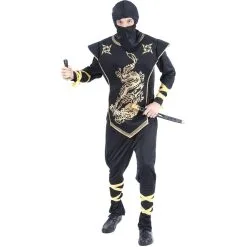 Tenue De Ninja Noir Et Doré Pour Adulte