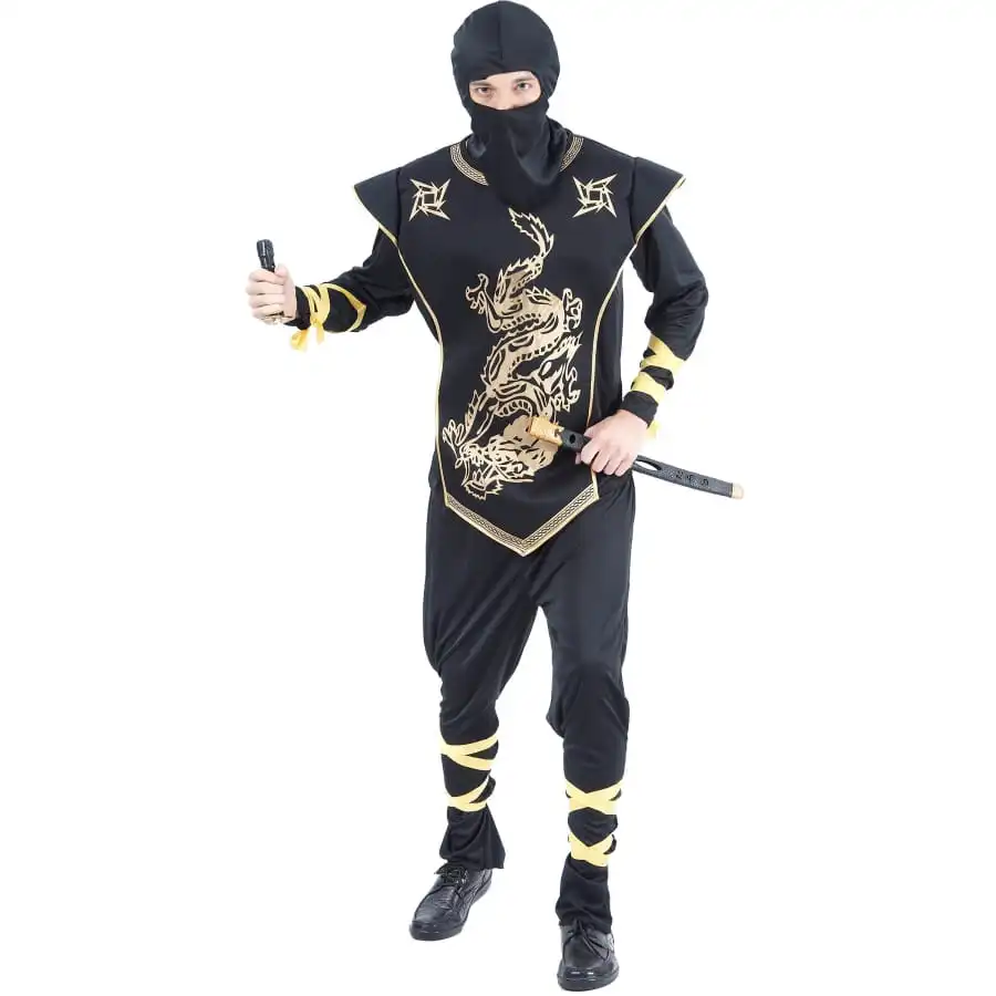 Tenue De Ninja Noir Et Doré Pour Adulte