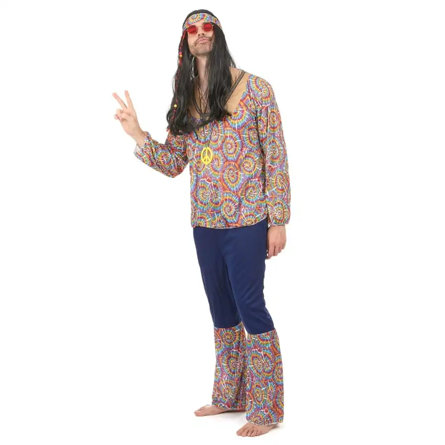 Tenue Hippie Bleue Et Motifs Années 60 Pour Homme – Image 2