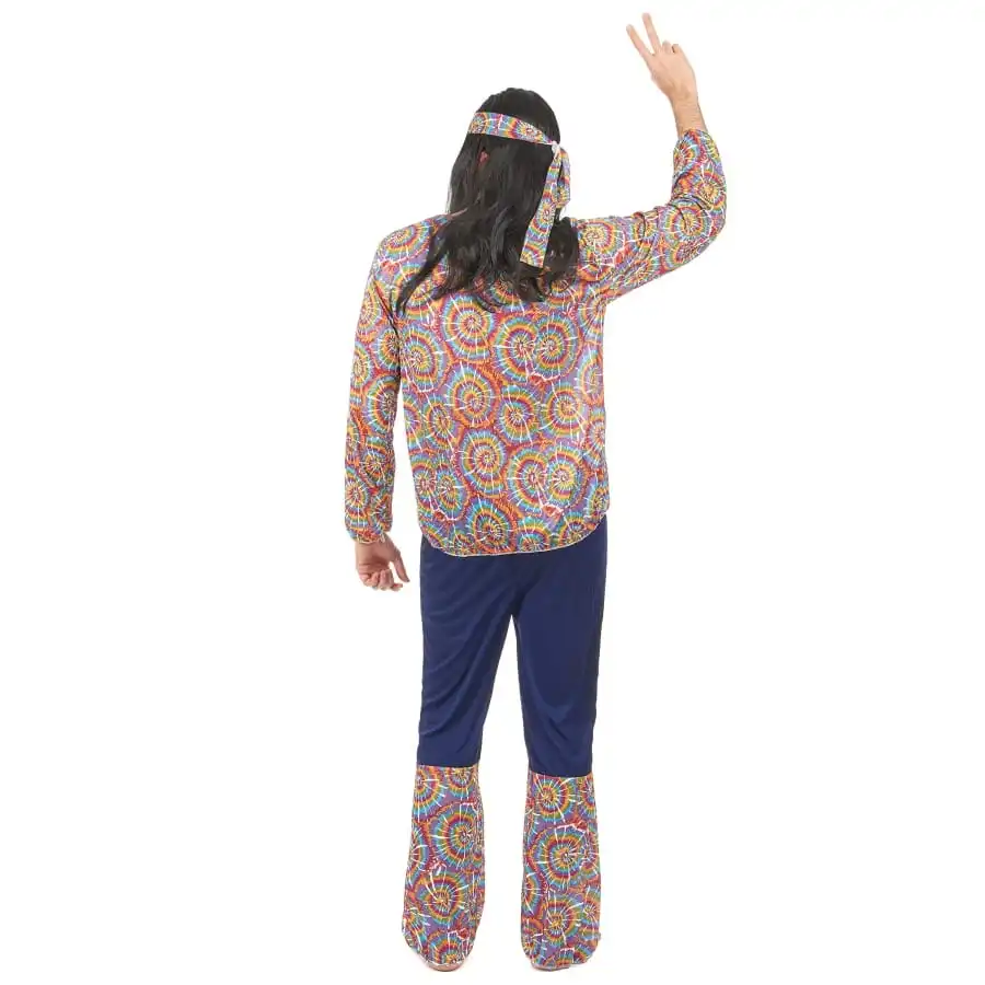 Tenue Hippie Bleue Et Motifs Années 60 Pour Homme – Image 3