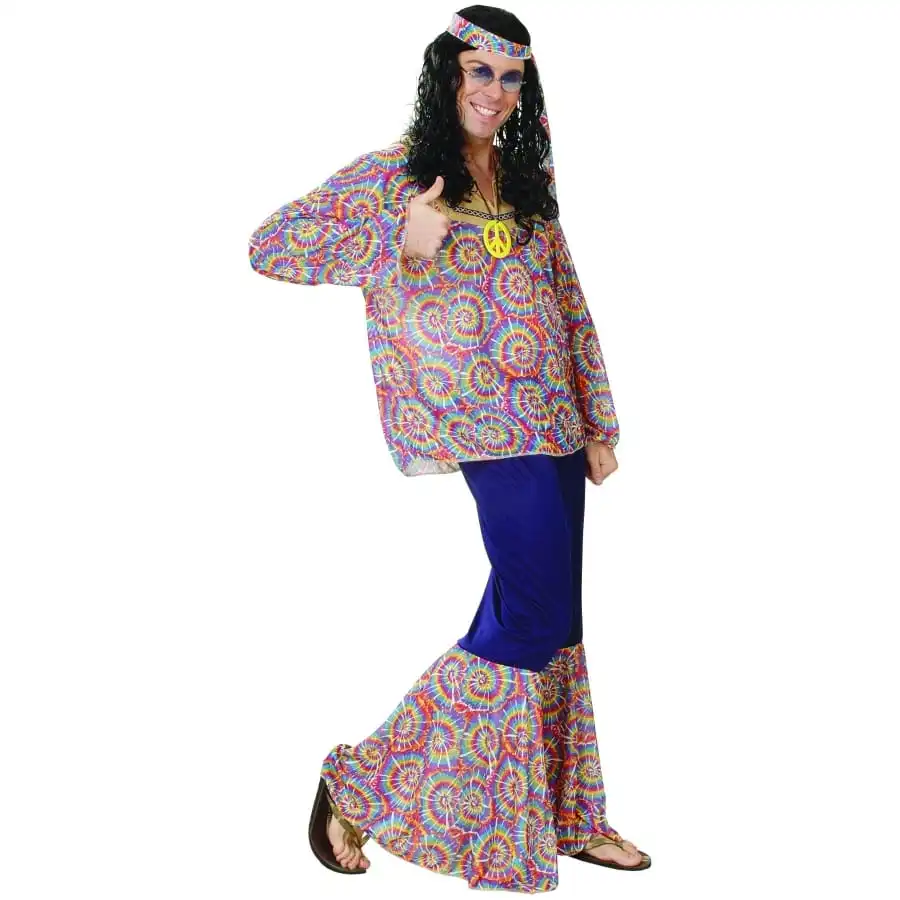 Tenue Hippie Bleue Et Motifs Années 60 Pour Homme – Image 4
