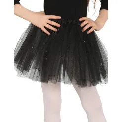 Tutu Noir Petite Fille En Tulle Pailleté Argenté